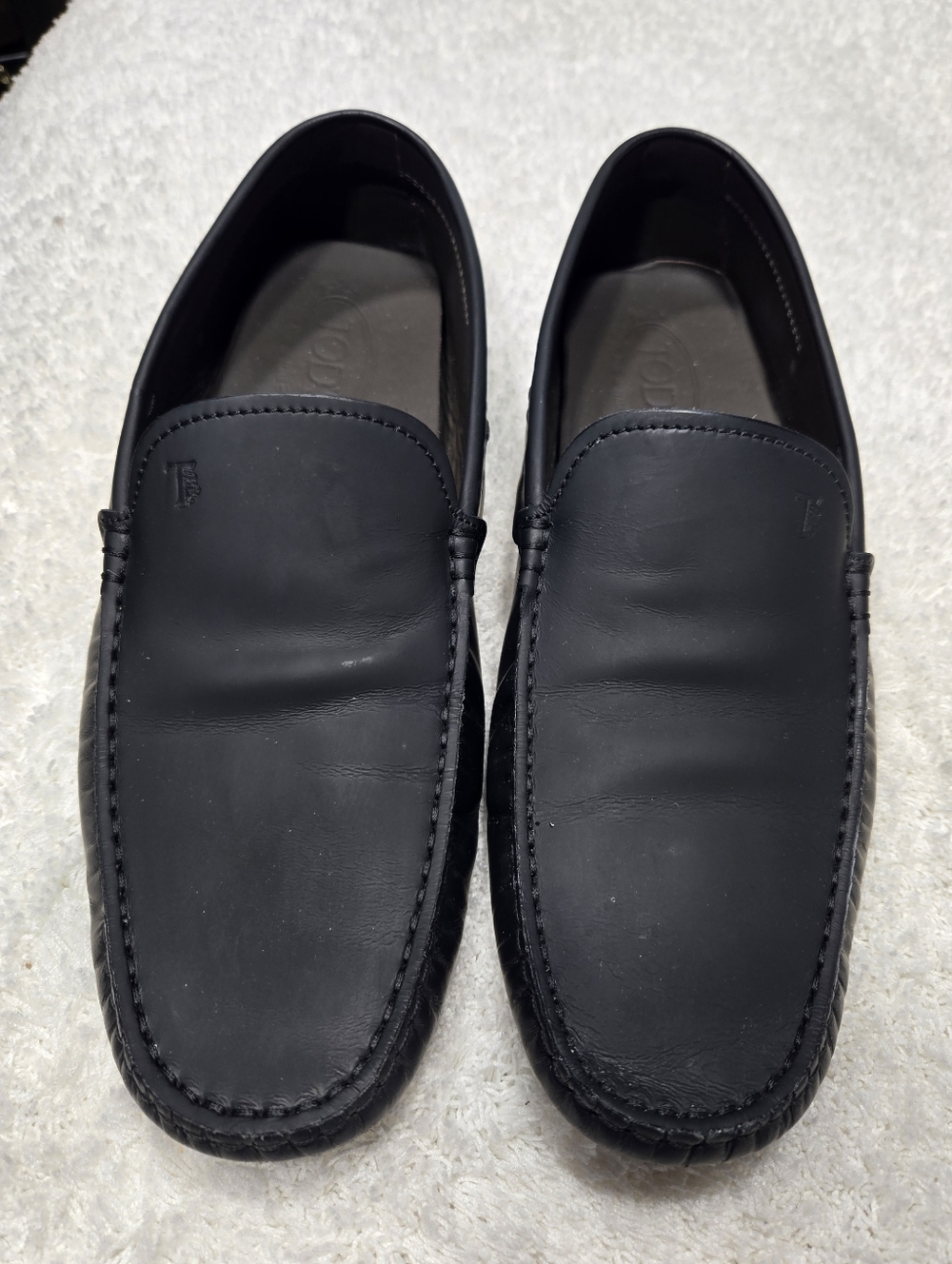 Tod's Black Leather Slip On Driving Loafers Size 8 Men